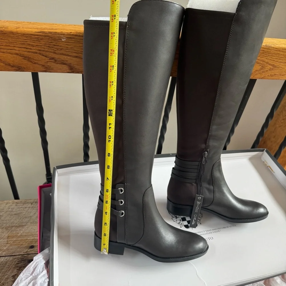 Vince Camuto Pauletta Gray Leather Tall Shaft wide calf boots 6.5 - Picture 8 of 10